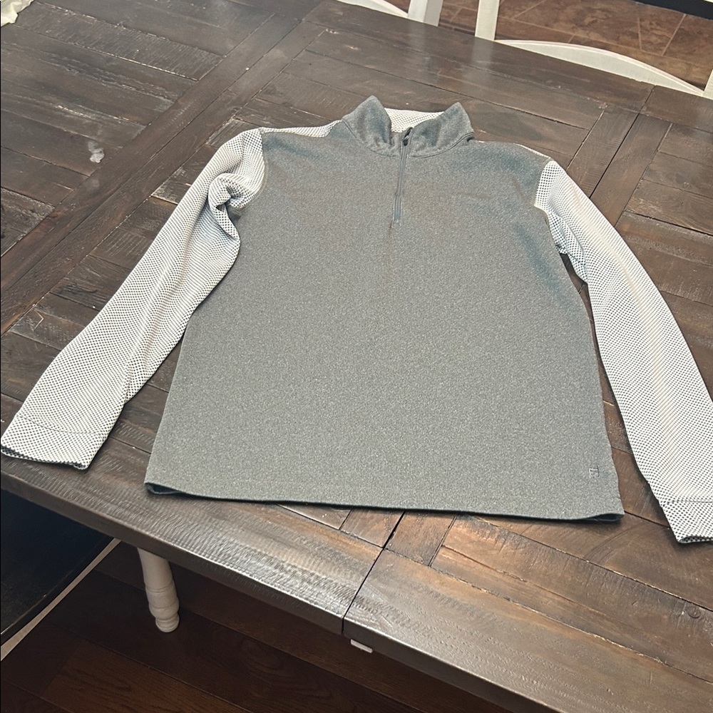 Men's Zip-Up Sweater in Gray and White